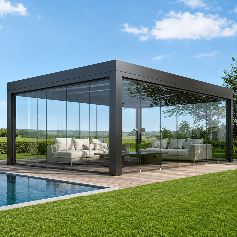 OEM Outdoor Aluminum Bioclimatic Gazebo Roof Pergola with 3x3m 6x4m Motorized Adjustable Louver Pagola