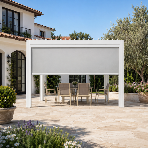 High Quality Motorized Aluminum Gazebo featuring One-Touch Retractable Roof for Chess and Card Room Entertainment