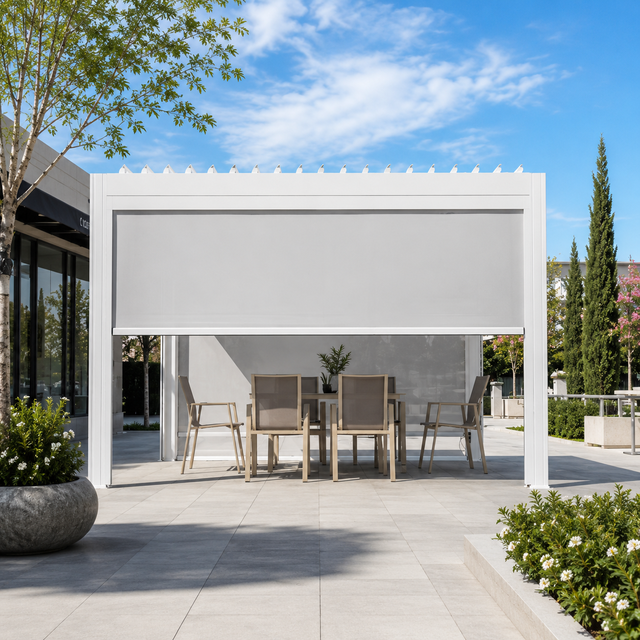 High Quality Motorized Aluminum Gazebo featuring One-Touch Retractable Roof for Chess and Card Room Entertainment