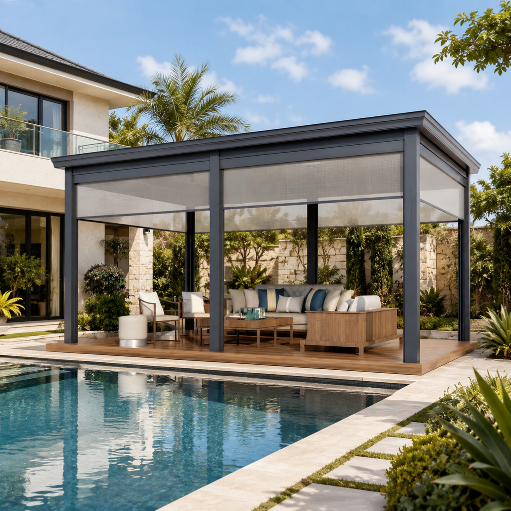 OEM Motorized Louver Aluminum Pergola and Outdoor Gazebo for Villa Outside (3x3 3x4 4x4 3x6 4x6 6x3 6x4m)