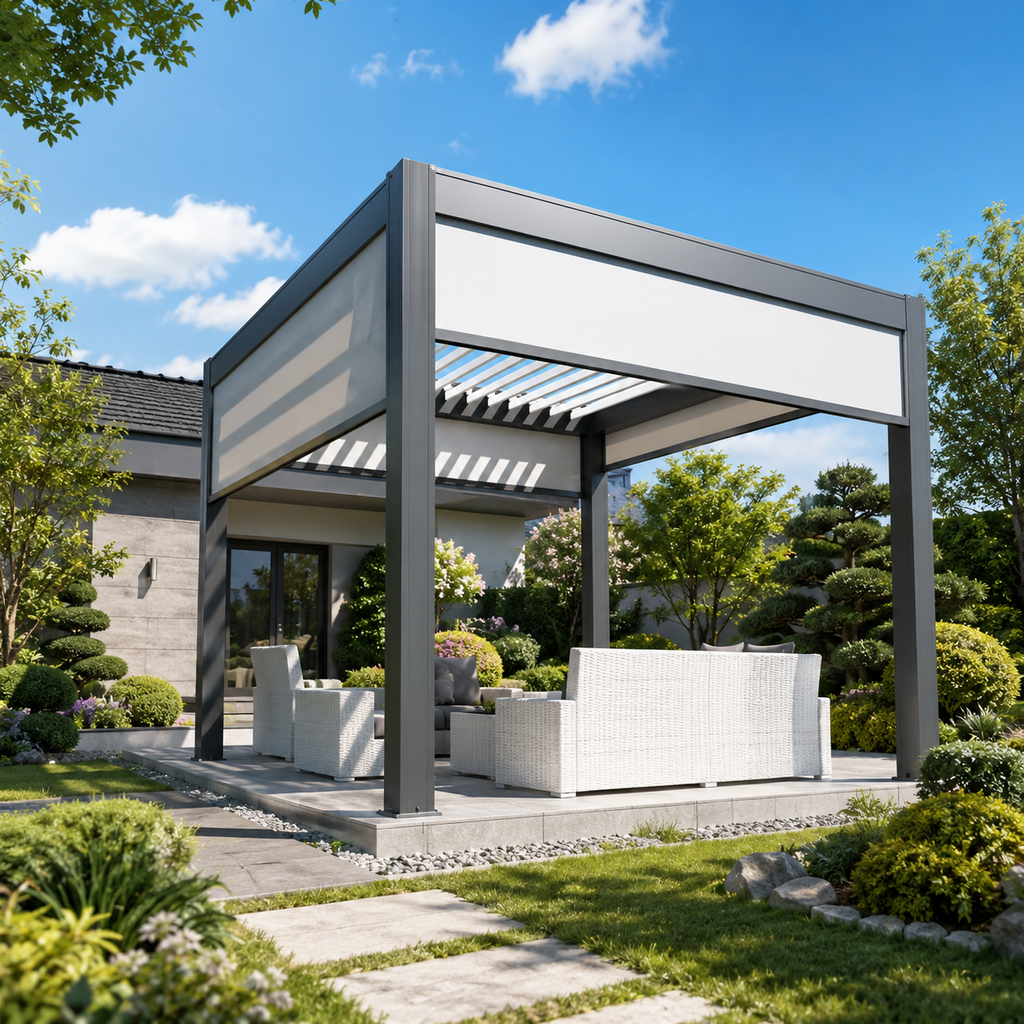 OEM Motorized Louver Aluminum Pergola and Outdoor Gazebo for Villa Outside (3x3 3x4 4x4 3x6 4x6 6x3 6x4m)