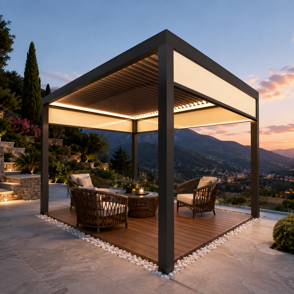 OEM Motorized Louver Aluminum Pergola and Outdoor Gazebo for Villa Outside (3x3 3x4 4x4 3x6 4x6 6x3 6x4m)