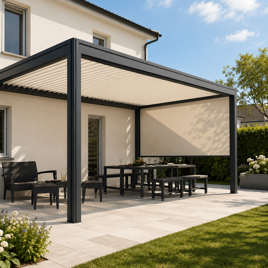 OEM Motorized Louver Aluminum Pergola and Outdoor Gazebo for Villa Outside (3x3 3x4 4x4 3x6 4x6 6x3 6x4m)