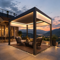 Luxury Rainproof Automatic Gazebo: Modern Bioclimatic Motorized Aluminum Pergola Pavilion for Balcony