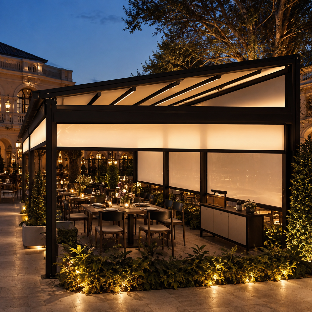 Luxury Rainproof Automatic Gazebo: Modern Bioclimatic Motorized Aluminum Pergola Pavilion for Balcony